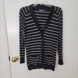 Vince Women's Black with White Stripped Cardigan